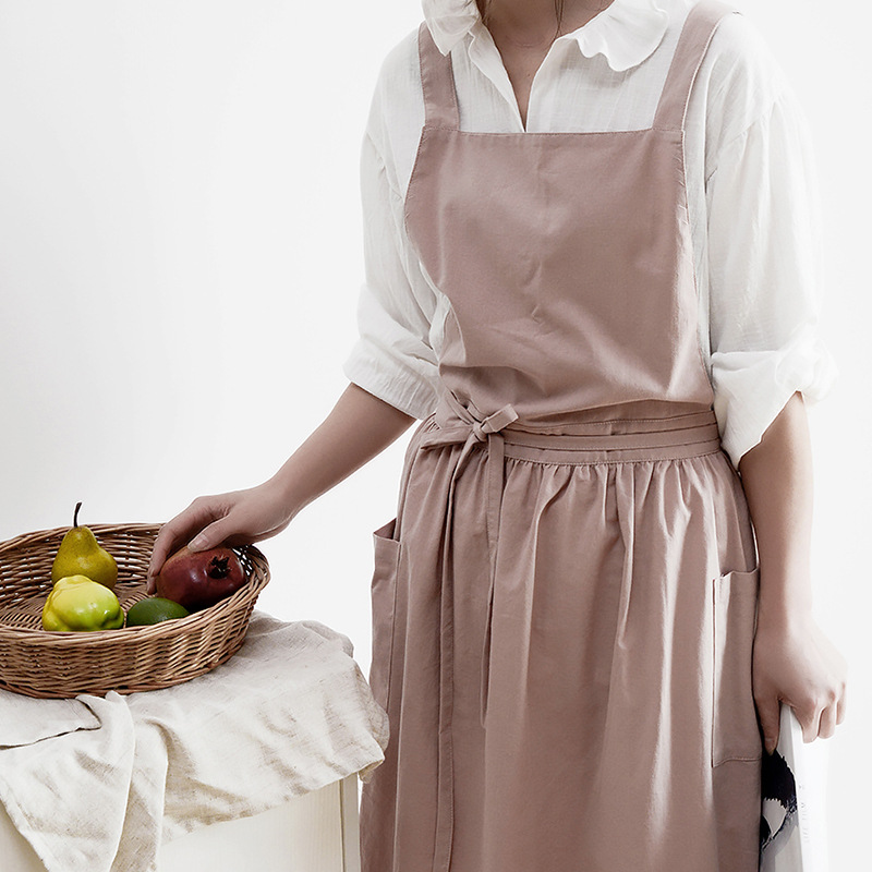 Home Cooking In Japanese - Women Cotton Linen Bib Apron Japanese