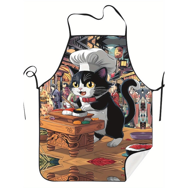 Home Cooking Japanese Food - Funny Sushi Chef Cat Cartoon Kitchen